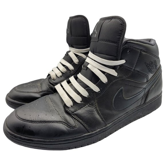 Nike Air Jordan 1 Mid Triple Black Sneakers Shoes 554724-021 Mens Size 12 main image 7